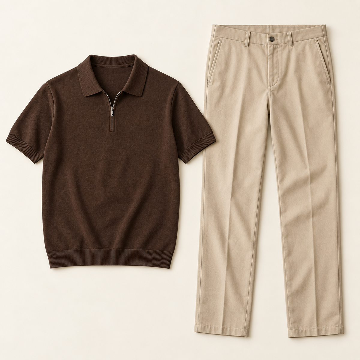 Sorrento Zip Polo & Trouser Set - garment flat lay