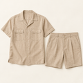 Palma Camp Shirt & Tailored Shorts Set - garment flat lay